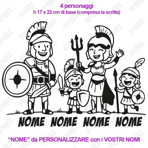 famiglia-gladiatori-a-bordo-personalizzato